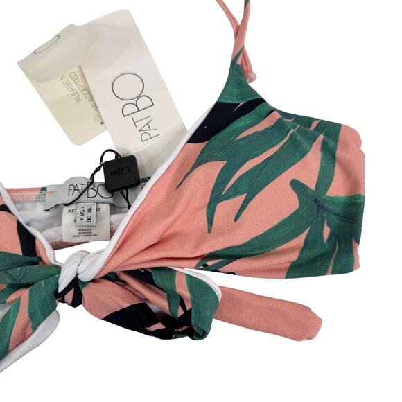PATBO Tropical Floral Triangle Black Salmon Bikini Top Size 4 NWT - Picture 3 of 10